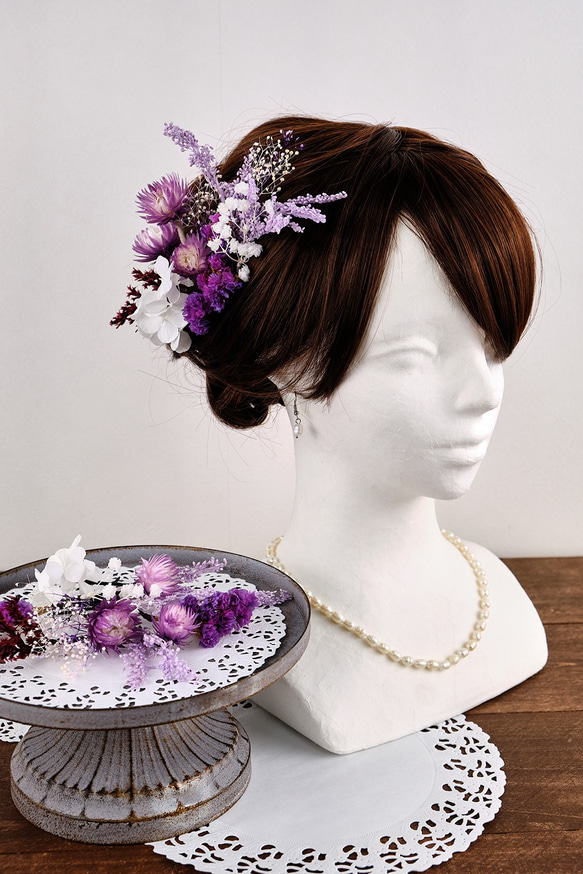 ◆【癒しの紫】ヘッドドレス( *´艸｀)°˖✧結婚式＊成人式＊ブライダル＊ウェディング＊卒業式 2枚目の画像