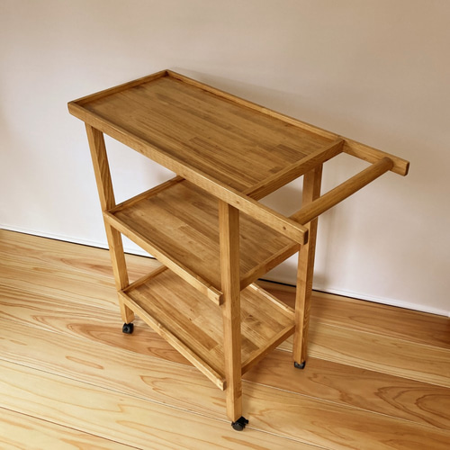 kisse』キッチンワゴン カフェ キャスター 木製 3段ラック 棚