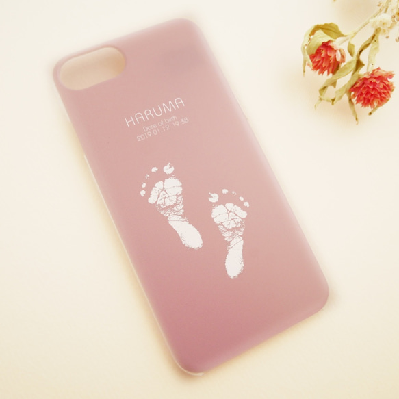 【手形 足形 スマホケース ①】出産祝い ベビー iPhone Galaxy Xperia 等 2枚目の画像