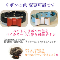 ◯雑誌掲載◯【優しいつけ心地】 三つ編みタイプ リボン付き 猫・犬用 本革首輪  迷子札つきで安心♪ 柔らかい革 8枚目の画像