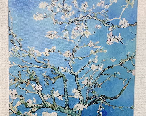 フィンセント・ファン・ゴッホ 花咲くアーモンドの木の枝 模写自作 油彩画 G10 絵画 『花咲くアーモンドの木の枝』 42×52cm フィンセント