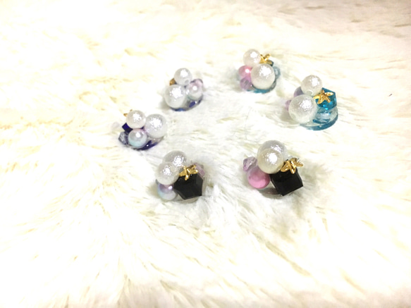 コロンと可愛い♡ cotton Perl&ガラスビジューのピアス/イヤリング 3枚目の画像