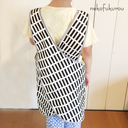 兒童用圍裙（140〜150公分） 三角巾組合 白色×黒色 第2張的照片