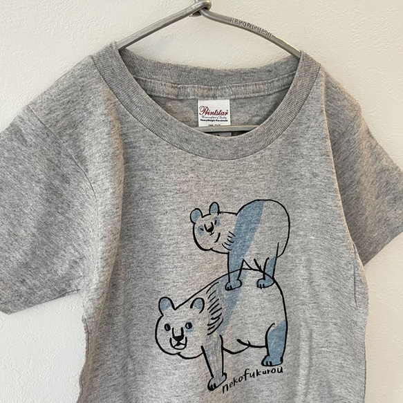 パンダプリント　杢グレー こどもTシャツ 110・130　サイズ 4枚目の画像