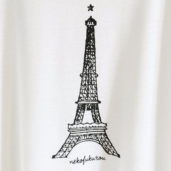 再販　エッフェル塔　ドルマンTシャツ　ホワイト　レディースサイズ　 3枚目の画像
