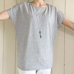 キーペンダント　ドルマンTシャツ　杢グレー 3枚目の画像