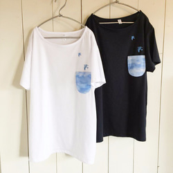 空と鳥    ゆるっとTシャツ　ブラックネイビー 3枚目の画像