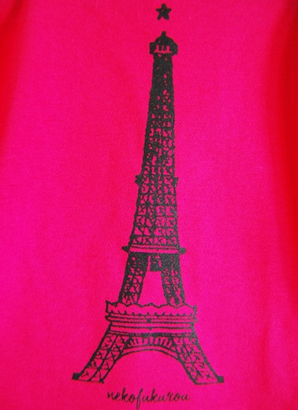 艾菲爾鐵塔圖案（90公分）兒童T恤 熱帶粉 第3張的照片