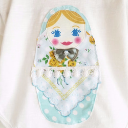 俄羅斯人偶圖案 嬰兒長袖T恤 白色 第2張的照片