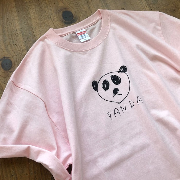 寬鬆剪影熊貓T卹粉紅色 第2張的照片