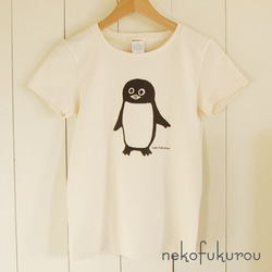 ペンギンプリントTシャツ　レディースサイズ　クリーム 4枚目の画像