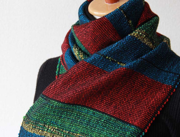 『SALE』個性的なウール手織りマフラー　三色カラー　秋冬/プレゼント/男性にも 2枚目の画像