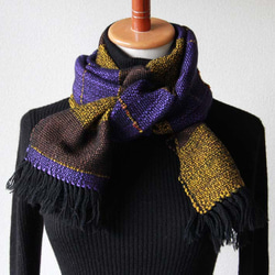 斬新カラーのウール手織りマフラー　三色織り/プレゼント/秋冬カラー/メンズにも 2枚目の画像