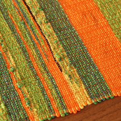 手織りウールちょこっとマット　オレンジ　敷物/飾り/インテリア 3枚目の画像