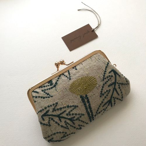 仕切りがま口♩tanpopo グリーン ✨ミナペルホネンの生地を使用して