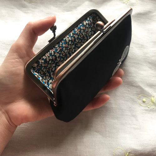 仕切りがま口♩tanpopo グリーン ✨ミナペルホネンの生地を使用して