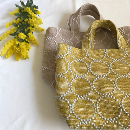 ミナペルホネン 生地使用　rosy タンバリン　お散歩バッグ　ハンドメイド ミナペルホネン mina perhonen tambourine タンバリン ミニバッグ