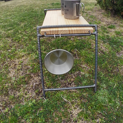 コンパクトテーブル(ジャグスタンド)　アイアンレッグ　シェラカップホルダー付き 3枚目の画像