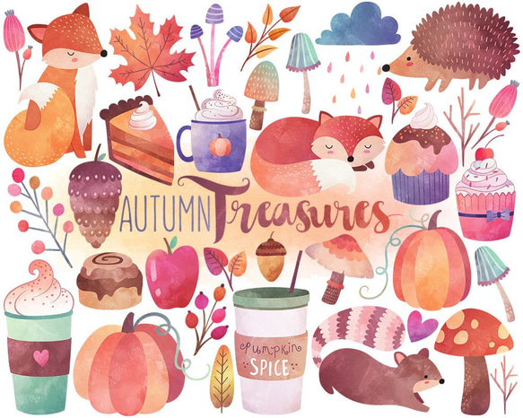 イラスト素材・Autumn Treasures デジタルコンテンツ 1枚目の画像