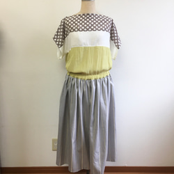 銷售價格★柔軟的裙子❤️條紋柔軟的裙子淺灰色（免費L〜LL）無襯裡 第2張的照片