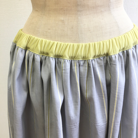 銷售價格★柔軟的裙子❤️條紋柔軟的裙子淺灰色（免費L〜LL）無襯裡 第8張的照片