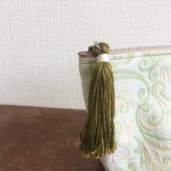 銷售價格★可愛的圖案❤️Gobelin編織流蘇小袋（小）綠色 第2張的照片