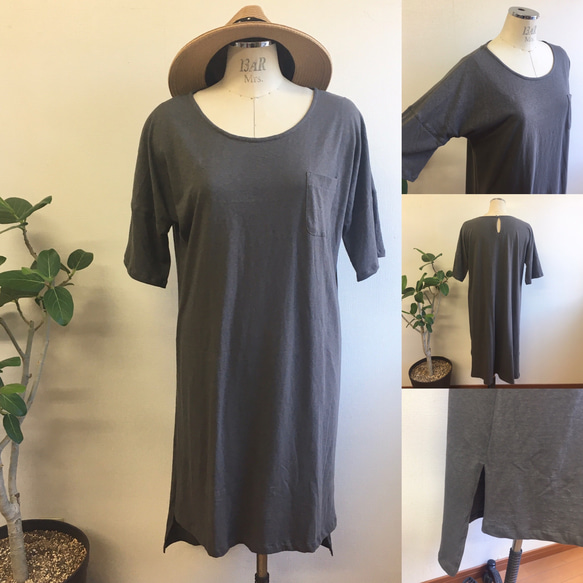 銷售價格★一件❤️長T卹連衣裙木炭灰（大碼L〜LL） 第2張的照片