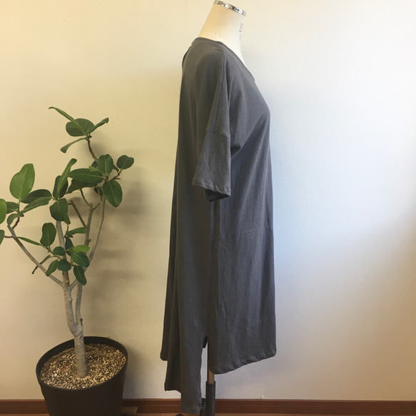銷售價格★一件❤️長T卹連衣裙木炭灰（大碼L〜LL） 第7張的照片