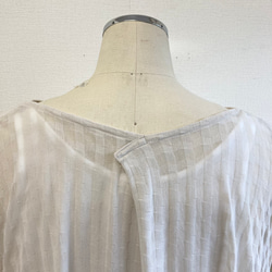 促銷價 ★ 大人的純粹感❤️ 條紋下擺鋸齒束腰連衣裙米色（尺碼免費 L-LL） 第6張的照片
