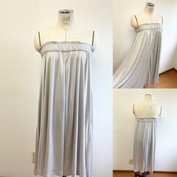 銷售價格★厚裙❤️光面緞4件長裙淺灰色（免費L〜LL）襯裡 第7張的照片
