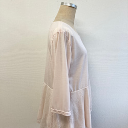 セール価格★❤️透けシフォンレースのヘプラムライン七分袖トップス 淡いピンク（サイズフリーL） 8枚目の画像