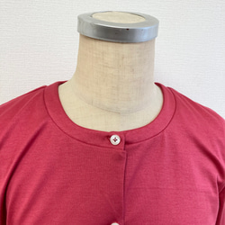 銷售價格★刷新線❤️棉質材料製成的圓領前開口開衫令人震驚的粉紅色（M號） 第4張的照片