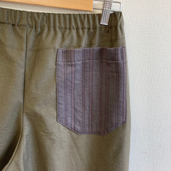 可愛的口袋❤️卡其色條紋口袋寬褲（L〜LL碼免費） 第7張的照片