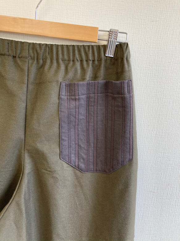 可愛的口袋❤️卡其色條紋口袋寬褲（L〜LL碼免費） 第7張的照片