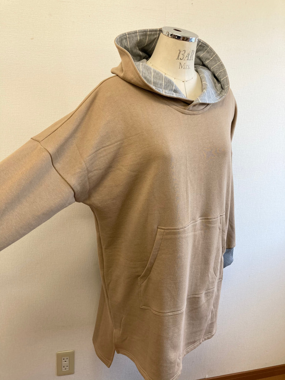 成人駱駝❤️邊框圖案連帽衛衣中山裝中山裝駱駝（免費L〜LL碼） 第6張的照片