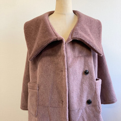 促銷價 ★ 蓬鬆保暖 ❤️ 人造毛皮大領大衣 煙粉色（尺碼不限 L ~ LL） 第10張的照片