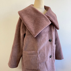 促銷價 ★ 蓬鬆保暖 ❤️ 人造毛皮大領大衣 煙粉色（尺碼不限 L ~ LL） 第5張的照片