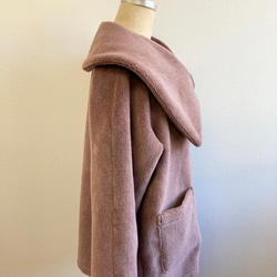 促銷價 ★ 蓬鬆保暖 ❤️ 人造毛皮大領大衣 煙粉色（尺碼不限 L ~ LL） 第7張的照片
