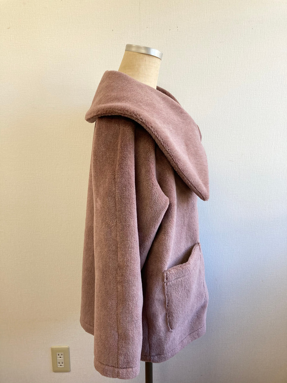 促銷價 ★ 蓬鬆保暖 ❤️ 人造毛皮大領大衣 煙粉色（尺碼不限 L ~ LL） 第7張的照片