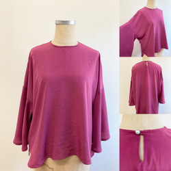 促銷價 ★ 亮色成人粉色❤️ 喇叭袖襯衫 震撼粉色（尺碼免費 L~LL） 第2張的照片
