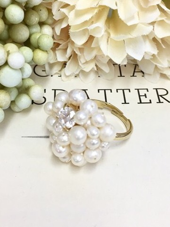 銷售價格❤淡水珍珠全環白珍珠x金色（尺寸可調） 第1張的照片