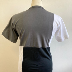 セール価格★リメイクTシャツ❤️バイカラー半袖Tシャツ　グレー白黒（サイズM） 8枚目の画像