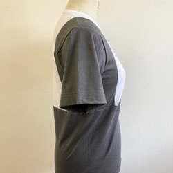セール価格★リメイクTシャツ❤️バイカラー半袖Tシャツ　白グレー黒カーキ（サイズM） 9枚目の画像