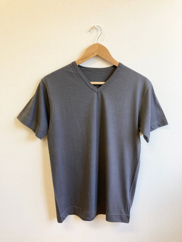 セール価格★リメイクTシャツ❤️後ろボーダー柄の半袖Tシャツ　チャコールグレー（サイズ L） 3枚目の画像