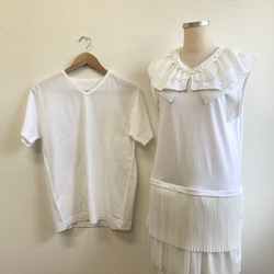 Remake T-shirt ❤️ 荷葉領無袖T卹連衣裙 白色（M碼） 第2張的照片