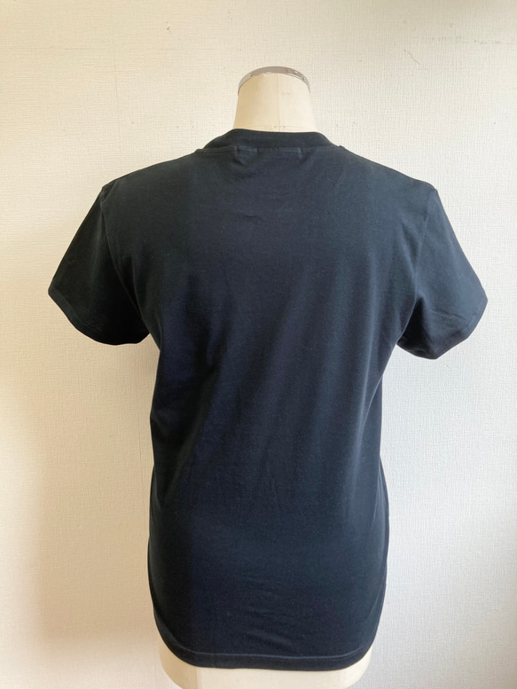 セール価格★リメイクTシャツ❤️シフォンレースの前フリルTシャツ 黒（サイズ L） 13枚目の画像