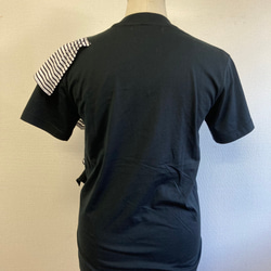セール価格★リメイクTシャツ❤️ボーダー柄フリル半袖Tシャツ　黒（サイズ M） 10枚目の画像