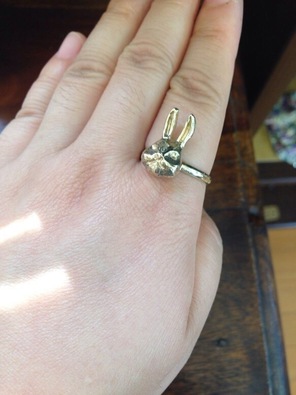 促銷價 ★ 可愛❤️ 兔子戒指 9 號（黃銅金） 第3張的照片