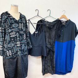 Creema秋の福袋 ❤️洋服4点、小物2点セット（黒、青） 1枚目の画像