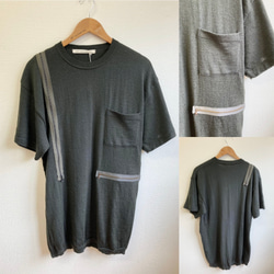 Sale price ★ Remake knit ❤️ 拉鍊和短袖針織帶口袋 卡其色（尺碼 LL） 第10張的照片